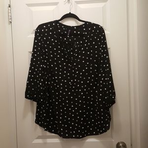 NYDJ Black Blouse with hearts